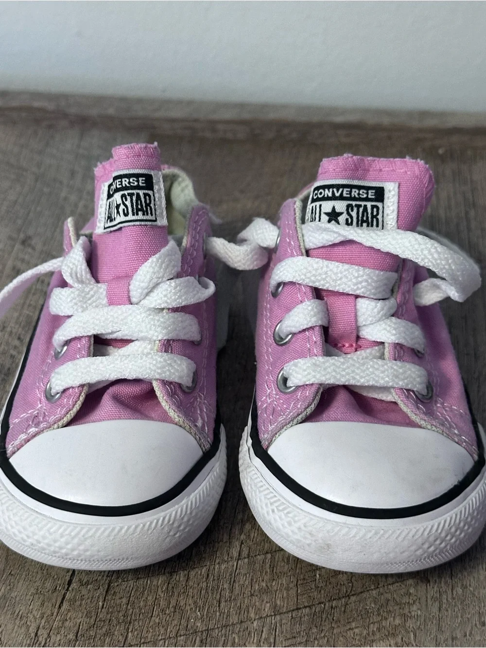 Converse Pink Canvas Kids Lace-Up Sneakers with White Toe